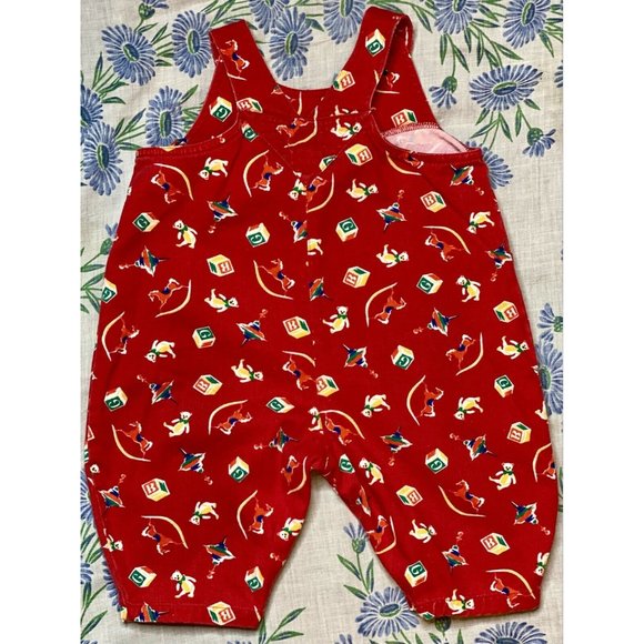Vintage Gap Romper Overalls 3-5 Month - V Back  Pockets Bubble Jumper Blocks - Picture 2 of 7